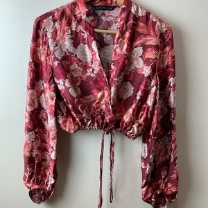 Zara Floral Crop Blouse